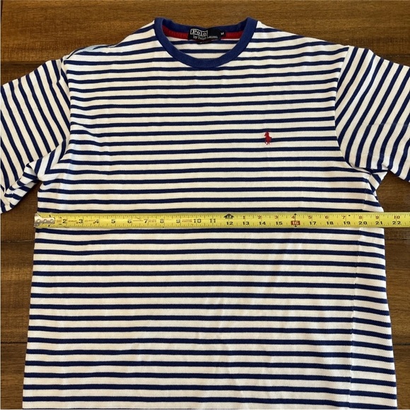 Polo Ralph Lauren Shirt Men's Medium Blue Striped With Pony - Picture 4 of 12